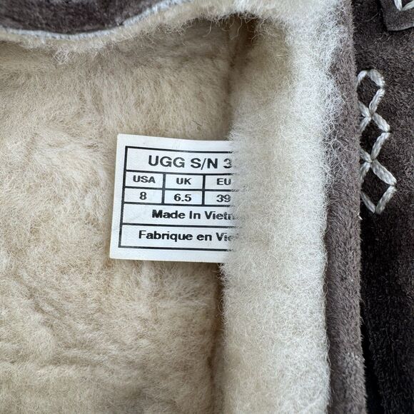 UGG Ansley Women’s Brown Suede Moccasin Slippers Sheepskin Wool Lined Size 8 - Picture 7 of 12